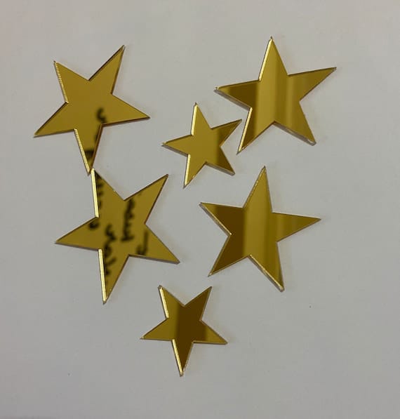 15 Gold Star Acrylic Wall Stickers for Kids' Room Decor