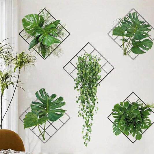 3D Green Plant Wall Stickers | Tropical Vivid Greenery for Living Room & Bedroom (Random Design)