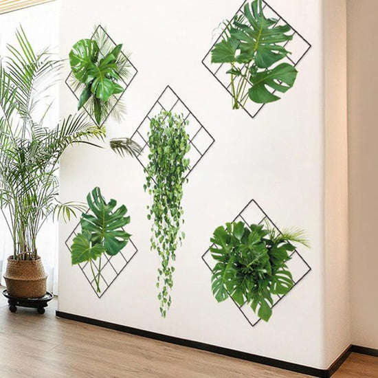 3D Green Plant Wall Stickers | Tropical Vivid Greenery for Living Room & Bedroom (Random Design)