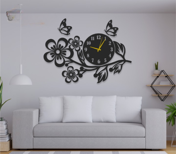3D Floral Wooden Wall Clock - Handcrafted Home Decor with Nature-Inspired Design