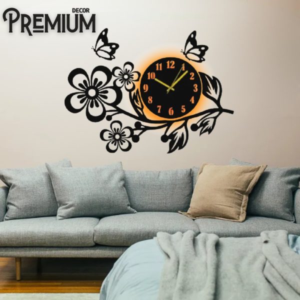3D Floral Wooden Wall Clock - Handcrafted Home Decor with Nature-Inspired Design