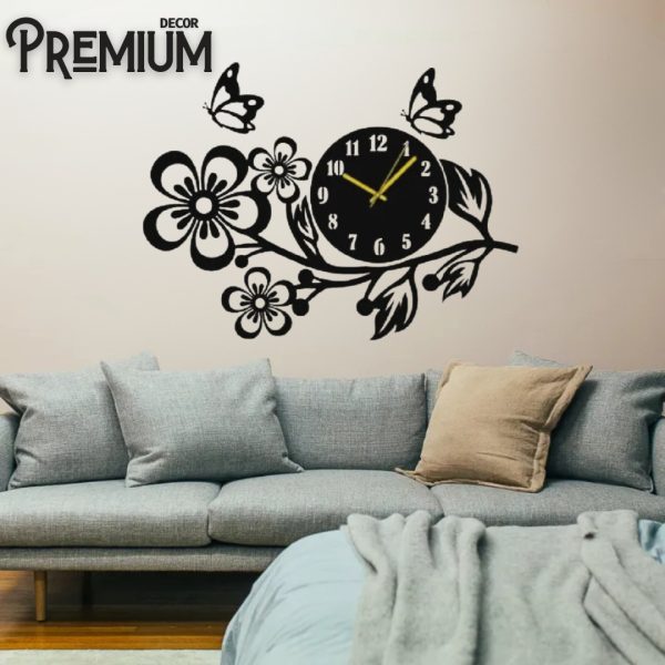 3D Floral Wooden Wall Clock - Handcrafted Home Decor with Nature-Inspired Design