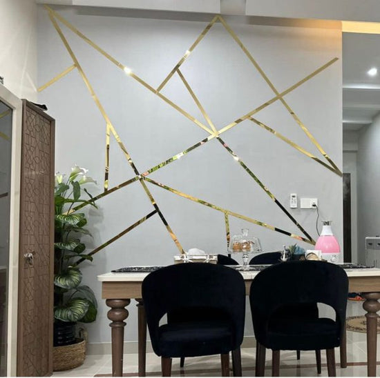 Golden Acrylic Mirror Wall Strips – 8 Ft Wall Decor
