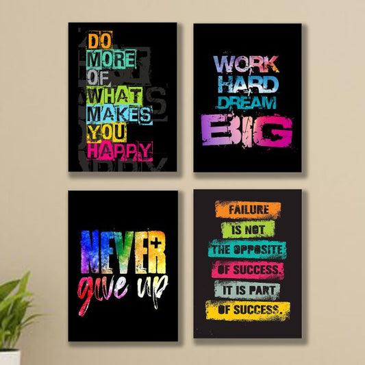 4-Pack Motivational Quote Frames - 8x11" Sticky Wooden Wall Art