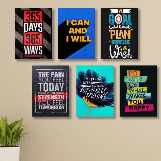 6-Pack Motivational Quote Frames - 8x11" Sticky Wooden Wall Art