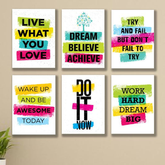 6-Pack Motivational Quote Frames - 8x11" Sticky Wooden Wall Art
